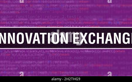 Innovation Exchange-Konzeptdarstellung mit Code für die Entwicklung von Programmen und Apps. Innovation Exchange Website-Code mit bunten Tags in Browser V Stockfoto
