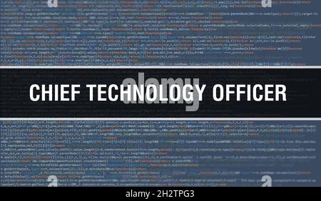 Chief Technology Officer Konzeptdarstellung mit Code für die Entwicklung von Programmen und Apps. Website-Code des Chief Technology Officer mit bunten Tags Stockfoto