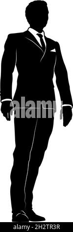 Business Man In Suit Silhouette Person Stock Vektor