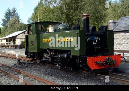 Great Western Dampflokomotive in der 1920s Devils Bridge Station Vale of Rheidol Railway Pontafynach Ceredigion Wales Cymru UK Stockfoto