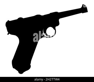 Ein deutsches Handgewehr aus dem 2. Weltkrieg in Silhouette auf weißem Hintergrund Stockfoto