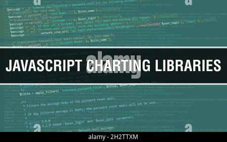 JavaScript Charting Libraries Konzept Illustration mit Code für die Entwicklung von Programmen und App. JavaScript Charting Libraries Website-Code mit colorf Stockfoto