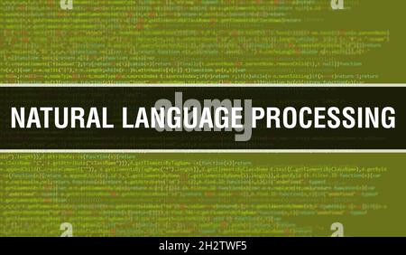 Verarbeitung natürlicher Sprache mit digitalem java-Code-Text. Natürliche Sprachverarbeitung und Computer-Software-Codierung Vektor-Konzept. Programmierung von Codierungen Stockfoto