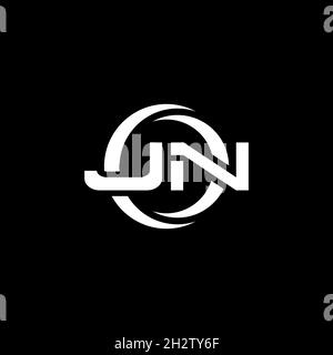 JN Monogram-Logo-Buchstabe mit einfacher Form und runder kreisförmiger Designvorlage isoliert auf schwarzem Hintergrund Stock Vektor