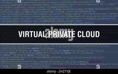 Virtuelle Private Cloud mit Abstract Technology Binärcode Hintergrund.Digitale Binärdaten und Secure Data Konzept. Software Stockfoto