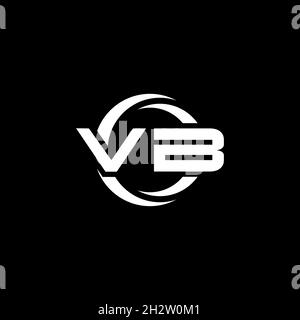 VB-Monogram-Logo-Buchstabe mit einfacher Form und runder kreisförmiger Designvorlage isoliert auf schwarzem Hintergrund Stock Vektor