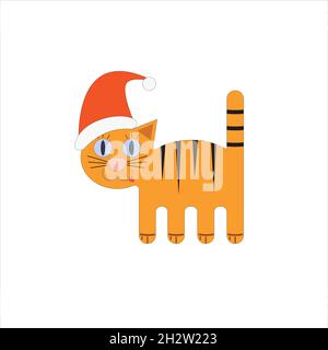 Das Symbol von 2022. Tiger. Grußkarte. Flache Vektorgrafik. Stock Vektor