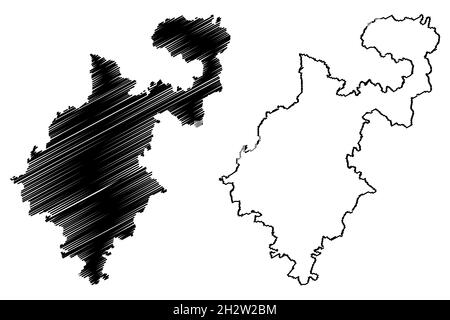 Nanded Bezirk (Maharashtra Staat, Aurangabad Division, Republik Indien) Karte Vektor Illustration, scribble Skizze Nanded Karte Stock Vektor