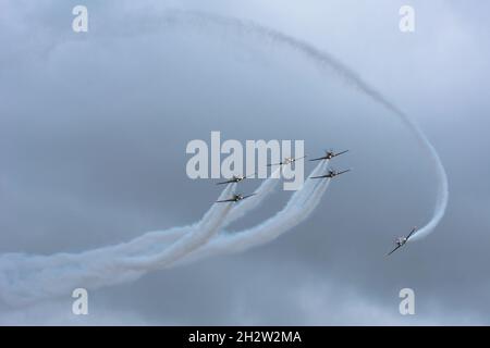 Radom, Polen - 25. August 2018: Radom Air Show - Orlik Aerobatic Team with Smoke on Stockfoto