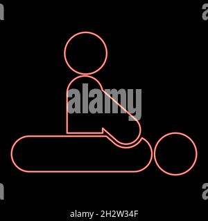 Neon Massage Therapeut rote Farbe Vektor Illustration flachen Stil Licht Bild Stock Vektor