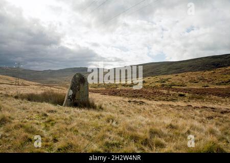 Steinstand bei Bwlch y Ddeufaen, der an der Roman Road von Llanfairfechan zum Conwy Valley Snowdonia North Wales liegt Stockfoto