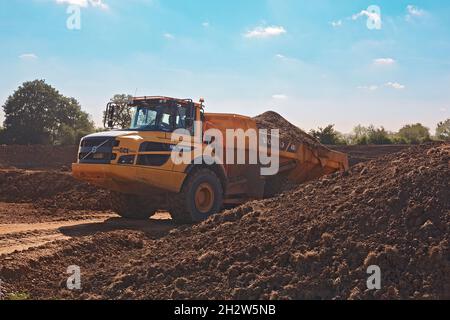 Steinbruchgrabungen in der Nähe des Dorfes Cromwell bei Newark, Nottinghamshire, England Stockfoto