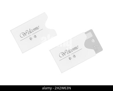 RFID-Schlüsselkartenhalter für Hotel und Motel auf weißem Hintergrund isoliert. Hülle für Hospitality Card. Papierumschlag. Vektorvorlage Stock Vektor
