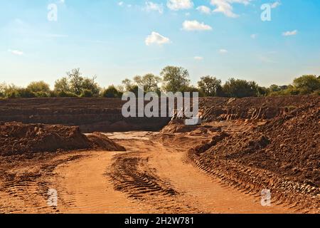 Steinbruchgrabungen in der Nähe des Dorfes Cromwell bei Newark, Nottinghamshire, England Stockfoto