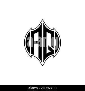 AQ Monogram-Logo mit schlichter Form und runder kreisförmiger Designvorlage, isoliert auf schwarzem Hintergrund Stock Vektor