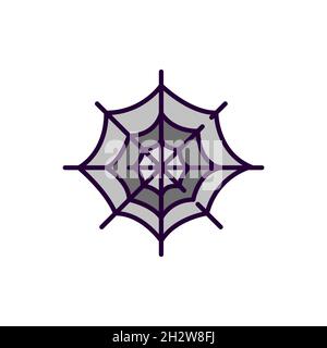 Spinne Web Halloween themed gruselige Dekoration. Pixel perfekte, bearbeitbare Kontur farbige Strichkunst Symbol Stock Vektor