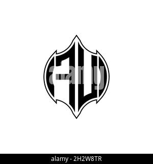 FU Monogram Logo-Buchstabe mit Gemoteric Linie abgerundeten Form Stil-Design auf isoliertem Hintergrund, geschildertes Buchstaben-Monogramm Stock Vektor