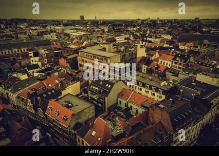 Anzeigen von Gent von der Höhe, Detail von Belgien, Tourismus Stockfoto