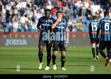 Bergamo, Italien, 24. Oktober 2021. Ruslan Malinovskyj Mittelfeldspieler für Atalanta B.C. feiert nach dem Tor während der Serie Ein Fußballspiel zwischen Atalanta und Udinese. Quelle: Stefano Nicoli/Speed Media/Alamy Live News Stockfoto