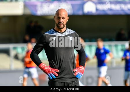 Pepe Reina (SS Lazio) während des Spiels Hellas Verona FC gegen SS Lazio, italienische Fußballserie A in Verona, Italien, Oktober 24 2021 Stockfoto