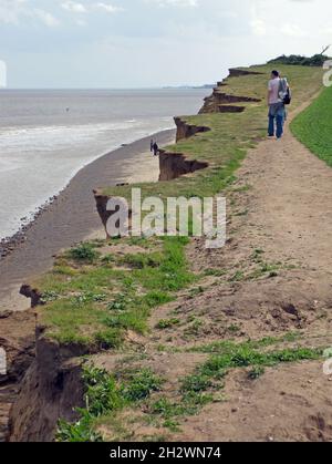 Covehithe in Suffolk: Küstenerosion durch steigenden Meeresspiegel. Stockfoto