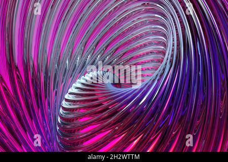 3D-Muster symmetrische und geometrische Linien abstrakter Hintergrund, Neon-Verläufe linierte Formen Stockfoto