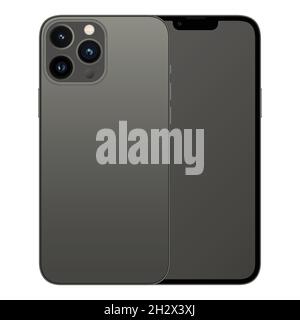 Neues Modell iphone 13 pro max Graphit, vorne und hinten Design-Smartphone, flaches Design Handy Vektor Stock Illustration Stock Vektor