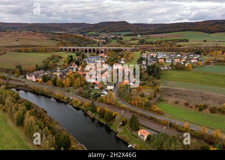 Die Landschaft bei Wommen im Werra-Tal zwischen Hessen und Thüringen Stockfoto