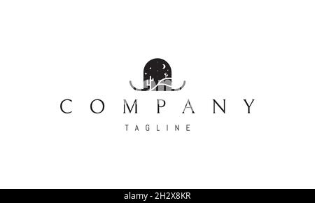 Vektor-Logo, in dem ein abstraktes Bild eines mexikanischen Hut mit einer lokalen Landschaft. Stock Vektor