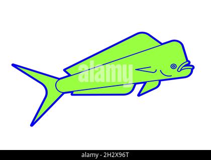 Dorado Fisch isoliert. Mahi Mahi Salzwasserfisch. vektor-Illustration Stock Vektor