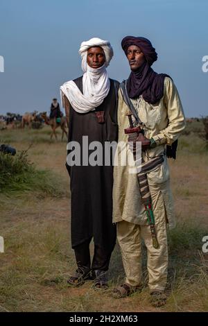 Ein Porträt der Männer der Wodaabe-Nomaden während des Gerewol-Festivals in Niger Stockfoto