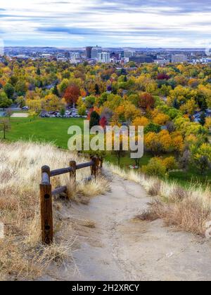 Herbst in der Stadt der Bäume Boise Idaho Stockfoto