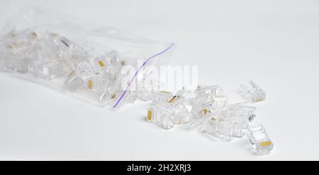 RJ45-Anschluss für LAN-Ethernet-Kabel Datenübertragung Internet Web Stockfoto