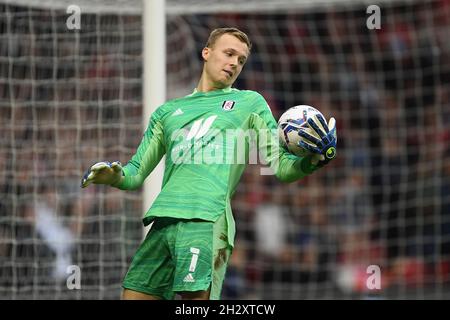 NOTTINGHAM, GROSSBRITANNIEN. 24. OKTOBER Marek Rodak von Fulham während des Sky Bet Championship-Spiels zwischen Nottingham Forest und Fulham am City Ground, Nottingham, am Sonntag, den 24. Oktober 2021. (Kredit: Jon Hobley | MI News) Kredit: MI Nachrichten & Sport /Alamy Live News Stockfoto