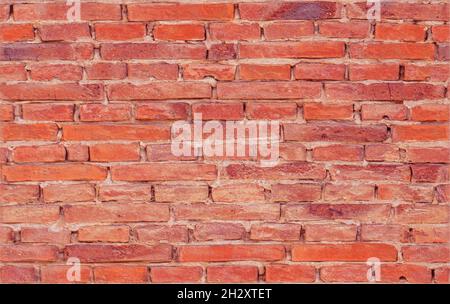 Hintergrund der alten roten Grunge Ziegelwand Textur. Hochwertige Details Stockfoto