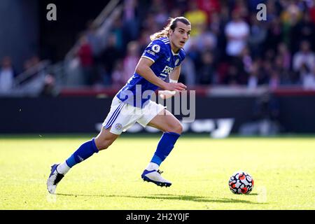 Caglar Soyuncu von Leicester City während des Spiels der Premier League im Brentford Community Stadium, London. Bilddatum: Sonntag, 24. Oktober 2021. Stockfoto