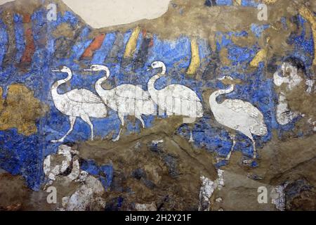 Afrasiab Wandmalereien, Bilder der Botschafter, Afrasiab Museum, Afrosiyob-Samarqand shahar tarixi muzeyi, Samarkand, Usbekistan, Zentralasien Stockfoto