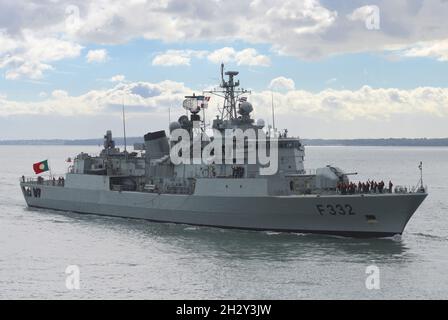 22/10/2021 Portsmouth, Großbritannien. Eine internationale Flottille von Kriegsschiffen der Marine Spaniens, Portugals, Kanadas, Belgiens und Norwegens besuchte HMNB Portsmouth Stockfoto