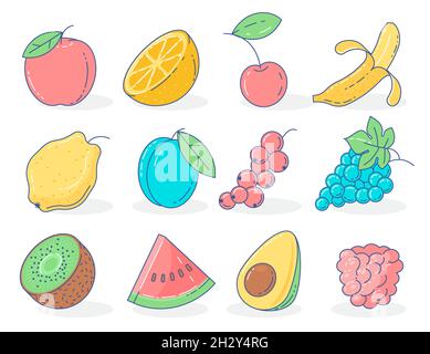 Symbolvektor für Früchte eingestellt. Stock Vektor