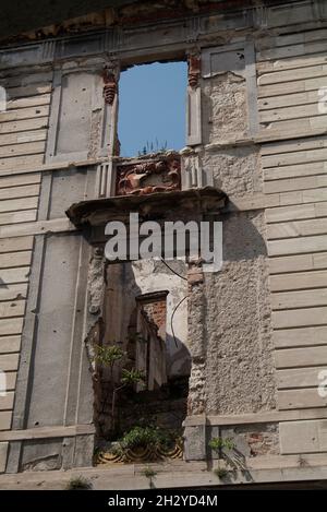 Bosnien-Herzegowina, Herzegowina-Region, Mostar, zerbomte Häuser Bosnien-Krieg 1992 -1994, bombardierte Häuser Bosnienkrieg, Bosnien und Herzegowina Stockfoto