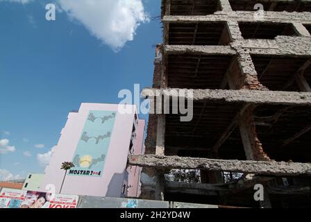 Bosnien-Herzegowina, Herzegowina-Region, Mostar, zerbomte Häuser Bosnien-Krieg 1992 -1994, bombardierte Häuser Bosnienkrieg, Bosnien und Herzegowina Stockfoto