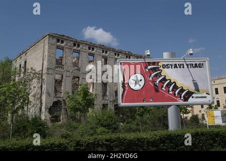 Bosnien-Herzegowina, Herzegowina-Region, Mostar, zerbomte Häuser Bosnien-Krieg 1992 -1994, bombardierte Häuser Bosnienkrieg, Bosnien und Herzegowina Stockfoto