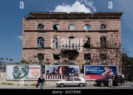 Bosnien-Herzegowina, Herzegowina-Region, Mostar, zerbomte Häuser Bosnien-Krieg 1992 -1994, bombardierte Häuser Bosnienkrieg, Bosnien und Herzegowina Stockfoto