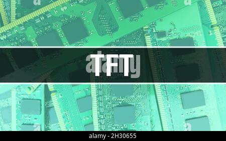 TFT mit Technologie Motherboard Digital. TFT und Computer Circuit Board Elektronische Computer Hardware Technologie Motherboard Digital Chip Konzept. Clos Stockfoto