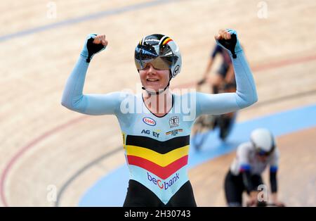 Roubaix, Frankreich, 24. Oktober 2021, Lotte KOPECKY (Bel) ist gol Medaillengewinnerin Womens Points Race während der UCI 2021 Track World Championships am 24. Oktober 2021 im Jean Stablinksi Velodrome in Roubaix, Frankreich Credit: SCS/Soenar Chamid/AFLO/Alamy Live News Stockfoto