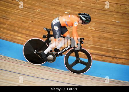 Roubaix, Frankreich, 24. Oktober 2021, Laurine van Riessen (NED) in den Damen Keirin während der UCI 2021 Track World Championships am 24. Oktober 2021 im Jean Stablinksi Velodrome in Roubaix, Frankreich Credit: SCS/Soenar Chamid/AFLO/Alamy Live News Stockfoto