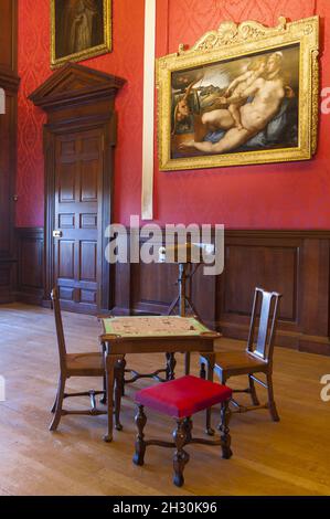 Allgemeine Ansicht des King's Drawing Room, Teil der King's State Apartments im Kensington Palace - London Stockfoto