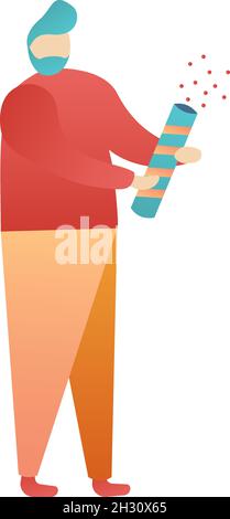 Partymensch mit Feuerwerk feiern Vektor-Ikone Stock Vektor