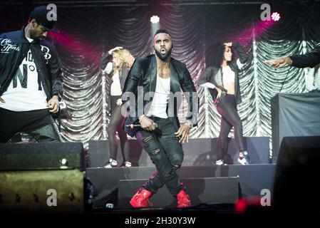 Jason Derulo spielt live auf der Kiss FM Haunted House Party in der SSE Wembley Arena in London. Stockfoto