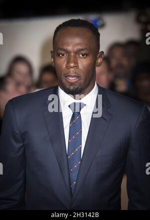 Usain Bolt kommt bei der I am Bolt Weltpremiere auf dem Odeon Leicester Square in London an. Bilddatum: Montag, 28. November 2016. Bildnachweis sollte lauten: © DavidJensen/EMPICS Entertainment Stockfoto